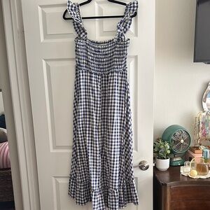Max Studio blue gingham midi/maxi dress